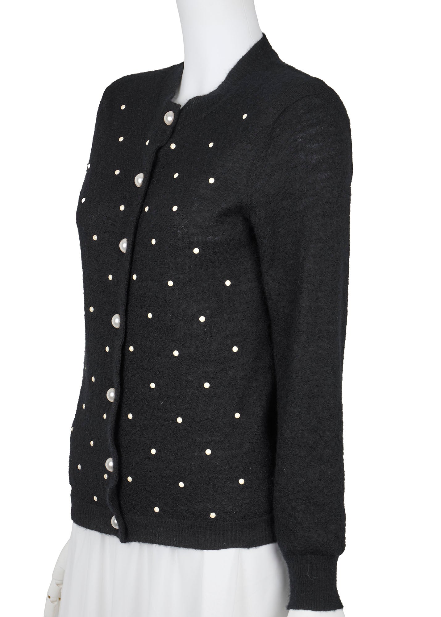 CHANEL Cardigan, Coco Button, Long Sleeve, Mohair Cashmere Blend, Black, Gold-Tone Hardware, Pre-Owned - Vintage La Charme