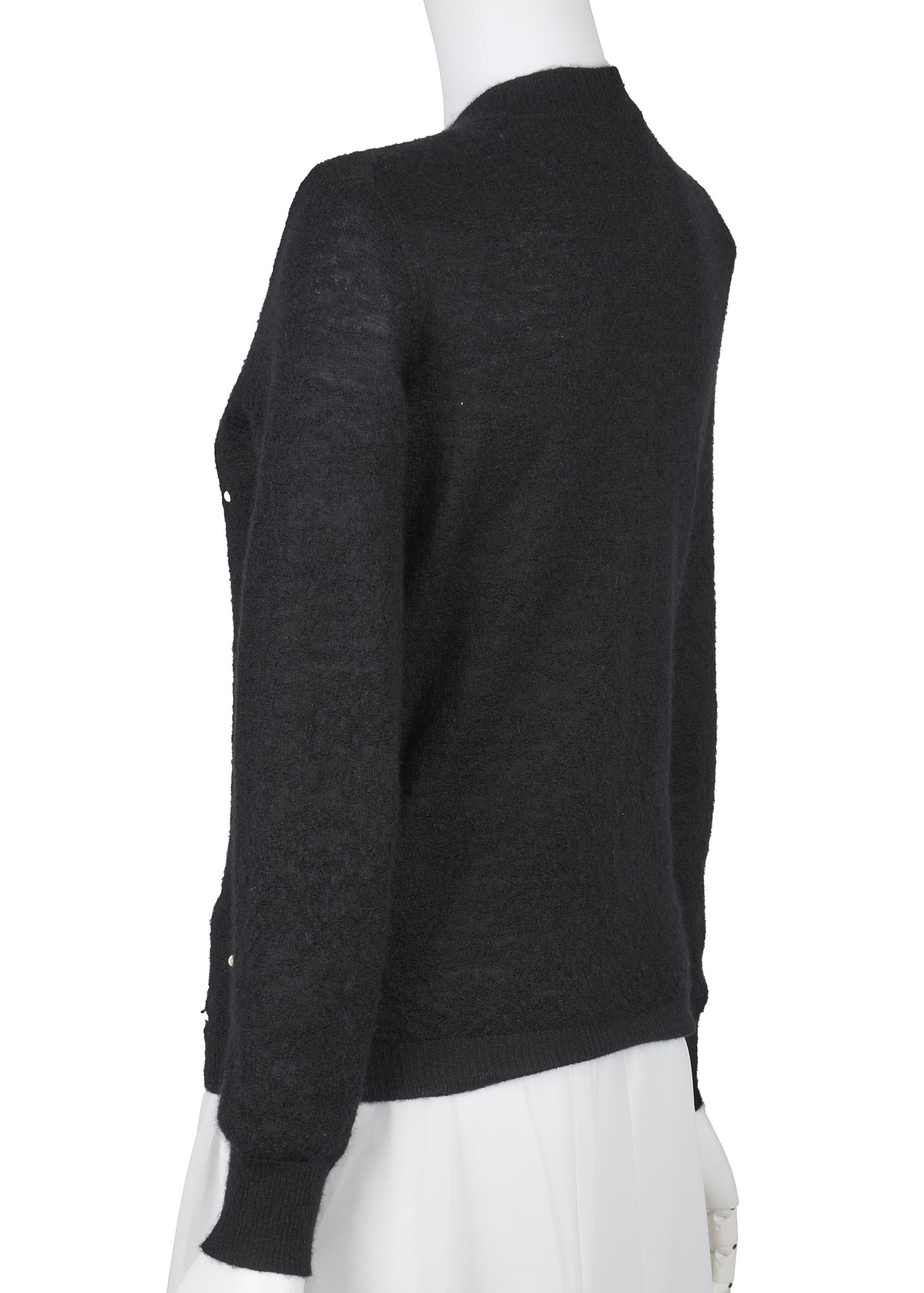 CHANEL Cardigan, Coco Button, Long Sleeve, Mohair Cashmere Blend, Black, Gold-Tone Hardware, Pre-Owned - Vintage La Charme