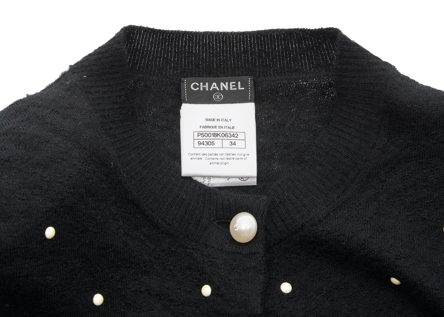 CHANEL Cardigan, Coco Button, Long Sleeve, Mohair Cashmere Blend, Black, Gold-Tone Hardware, Pre-Owned - Vintage La Charme