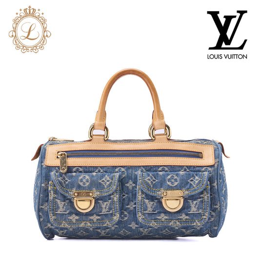 Louis Vuitton Shoulder Bag, Monogram Denim, Blue, Gold-Tone Hardware, Pre-Owned - Vintage La Charme