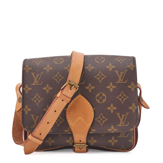 Louis Vuitton Shoulder Bag, Monogram Cartesier MM, Canvas, Brown, Gold-Tone Hardware, Pre-Owned