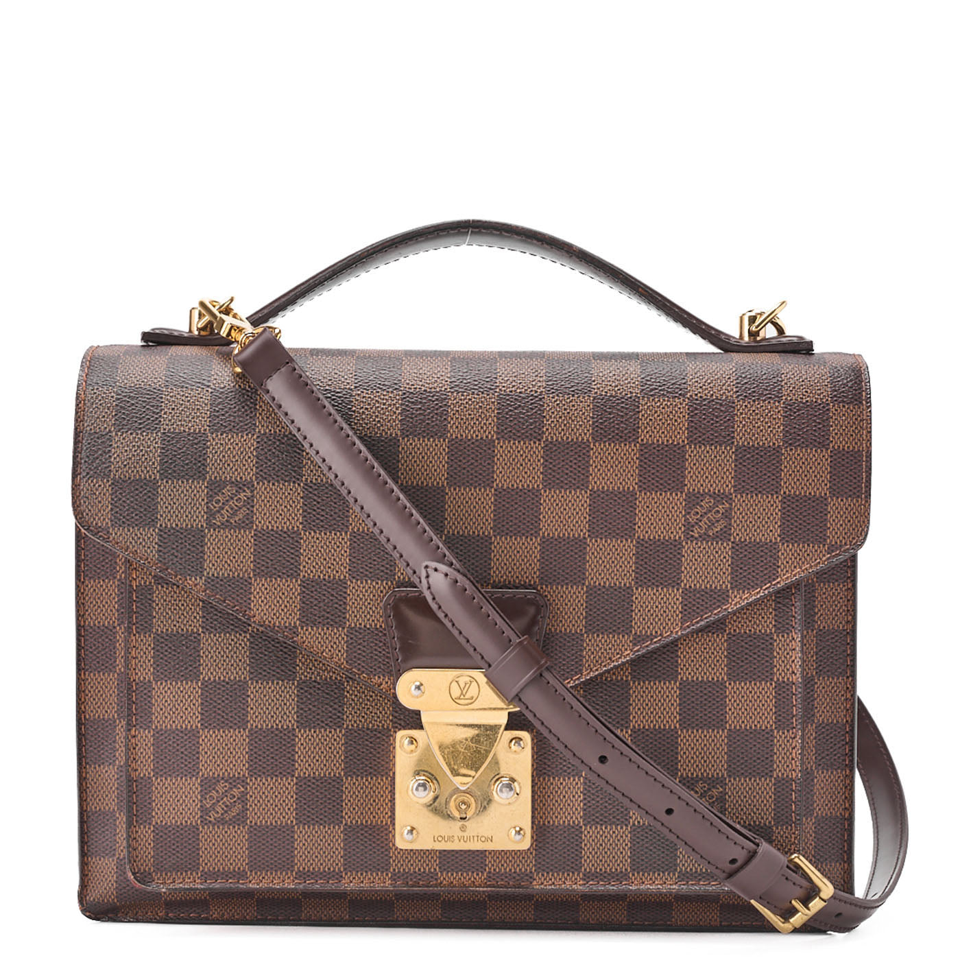 Louis Vuitton Handbag, Monogram Monceau 28, Canvas, Brown, Gold-Tone Hardware, Pre-Owned
