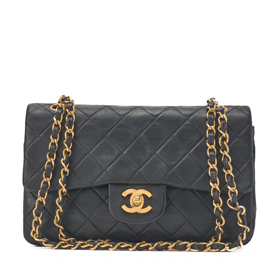 CHANEL Chain Shoulder Bag Matelasse Double Flap Lambskin Black Gold-Tone Hardware Pre-Owned