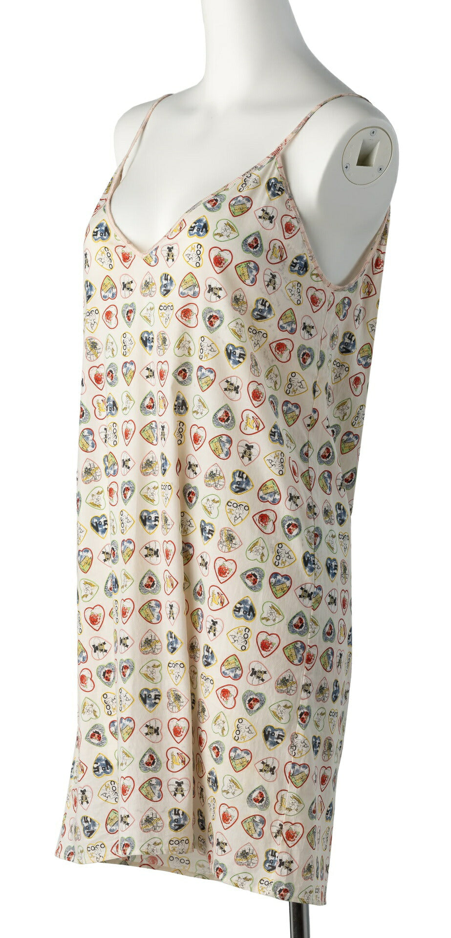 CHANEL Camisole Dress, Valentine Heart Design, Cotton Spandex Blend, White, Gold-Tone Hardware, Pre-Owned - Vintage La Charme