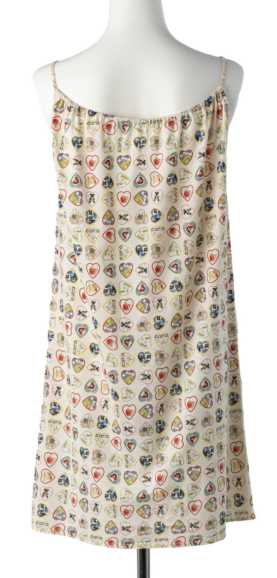 CHANEL Camisole Dress, Valentine Heart Design, Cotton Spandex Blend, White, Gold-Tone Hardware, Pre-Owned - Vintage La Charme