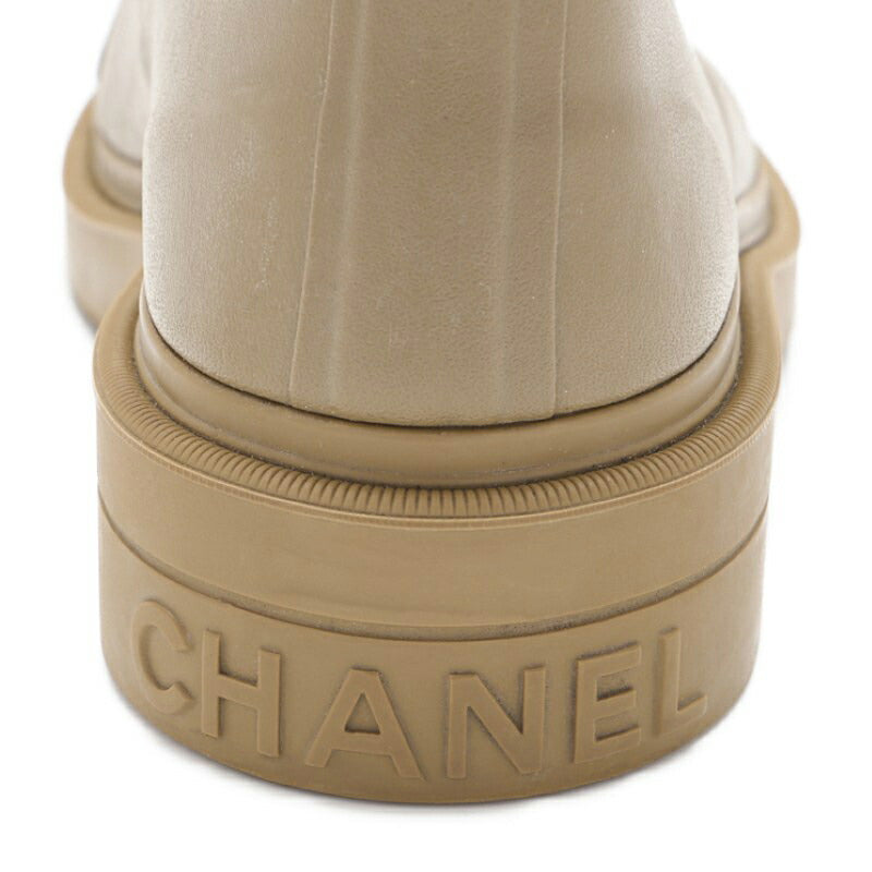 CHANEL Rain Boots, Coco Mark, Rubber, Khaki, Gold-Tone Hardware, Pre-Owned - Vintage La Charme
