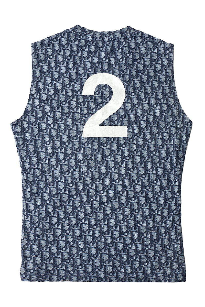 Dior T-Shirt, Sleeveless, Cut-and-Sew, Cotton, Blue, Silver-Tone Hardware, Pre-Owned - Vintage La Charme