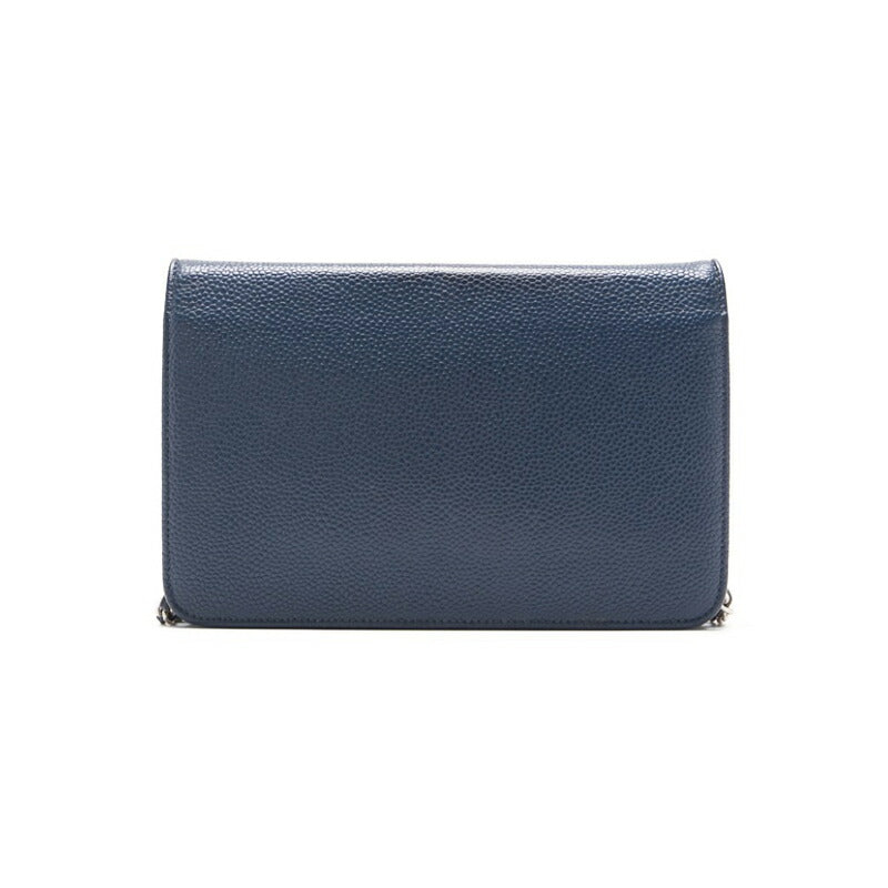 CHANEL Chain Wallet, Coco Mark, Folding, Caviar Skin, Navy, Gold-Tone Hardware, Pre-Owned - Vintage La Charme