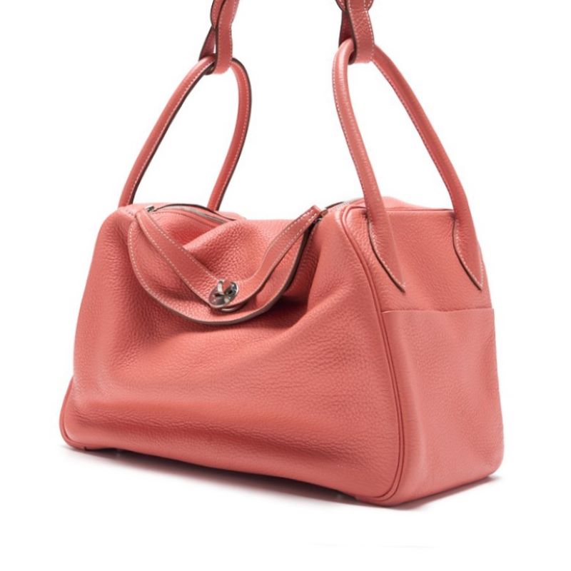 HERMES Lindy 34 Shoulder Bag Tryon Clemence Crevette Silver-Tone Hardware Pre-Owned - Vintage La Charme