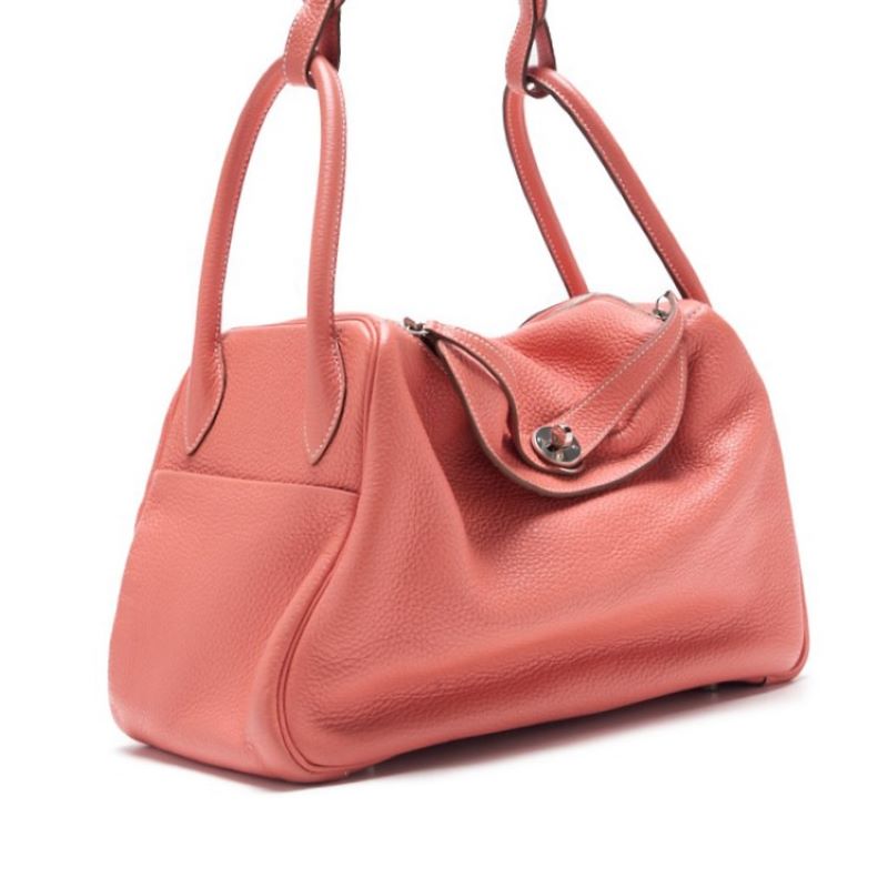 HERMES Lindy 34 Shoulder Bag Tryon Clemence Crevette Silver-Tone Hardware Pre-Owned - Vintage La Charme