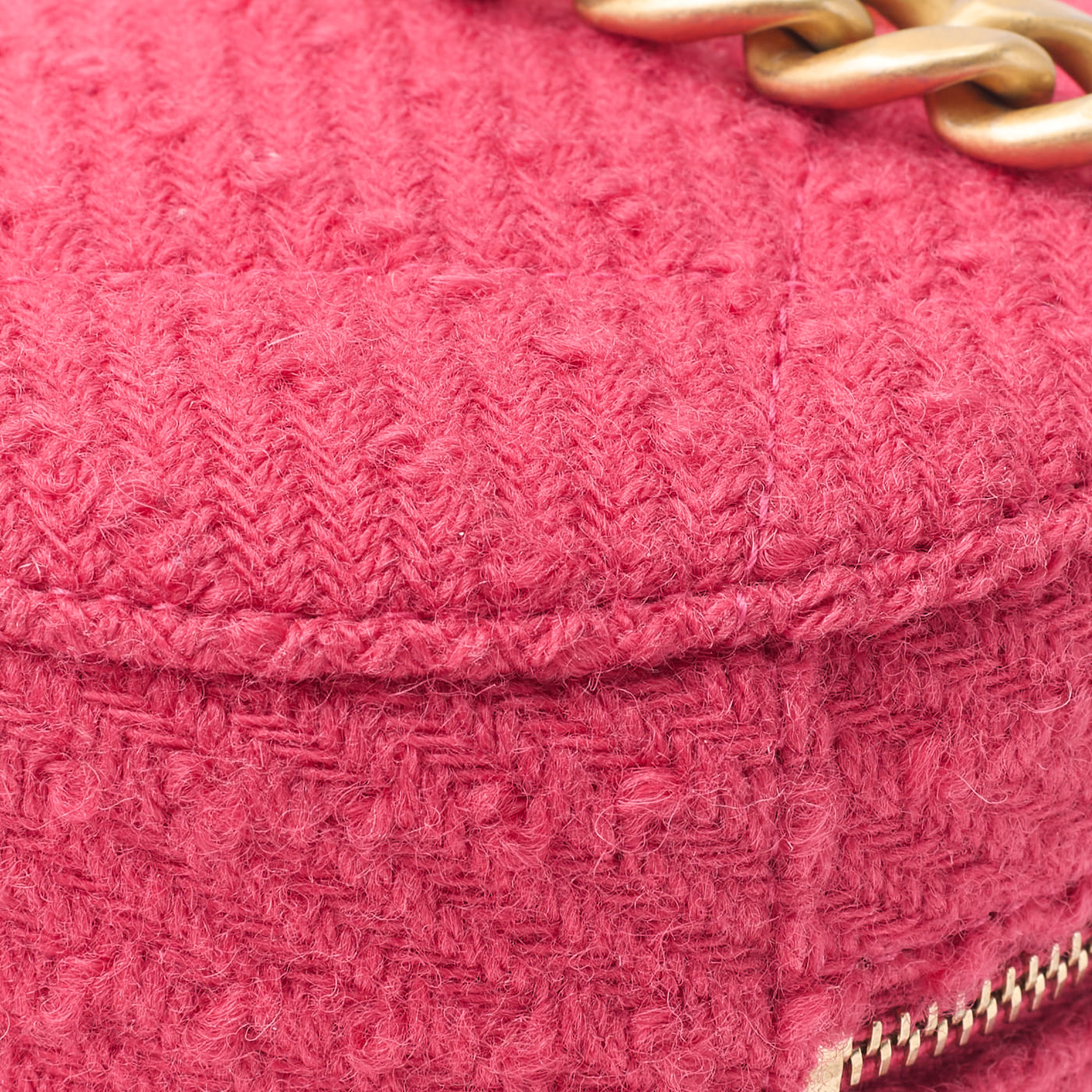 CHANEL 19 Matelasse Chain Shoulder Tote Bag Tweed Pink Gold-Tone Hardware Pre-Owned - Vintage La Charme