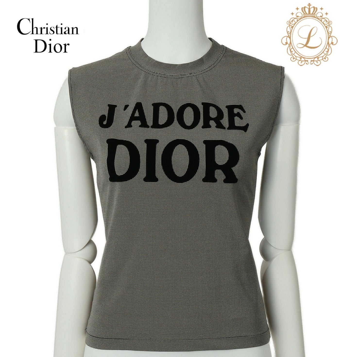 Dior T-Shirt, Staggered Design, 100 Percent Cotton, Black, Silver-Tone Hardware, Pre-Owned - Vintage La Charme