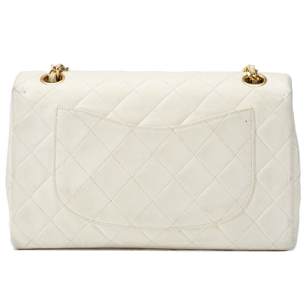 CHANEL Shoulder Bag, Matelasse W Flap, Chain Shoulder, Lambskin, White, Gold-Tone Hardware, Pre-Owned - Vintage La Charme