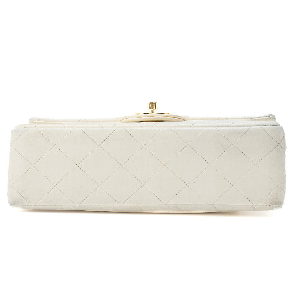 CHANEL Shoulder Bag, Matelasse W Flap, Chain Shoulder, Lambskin, White, Gold-Tone Hardware, Pre-Owned - Vintage La Charme