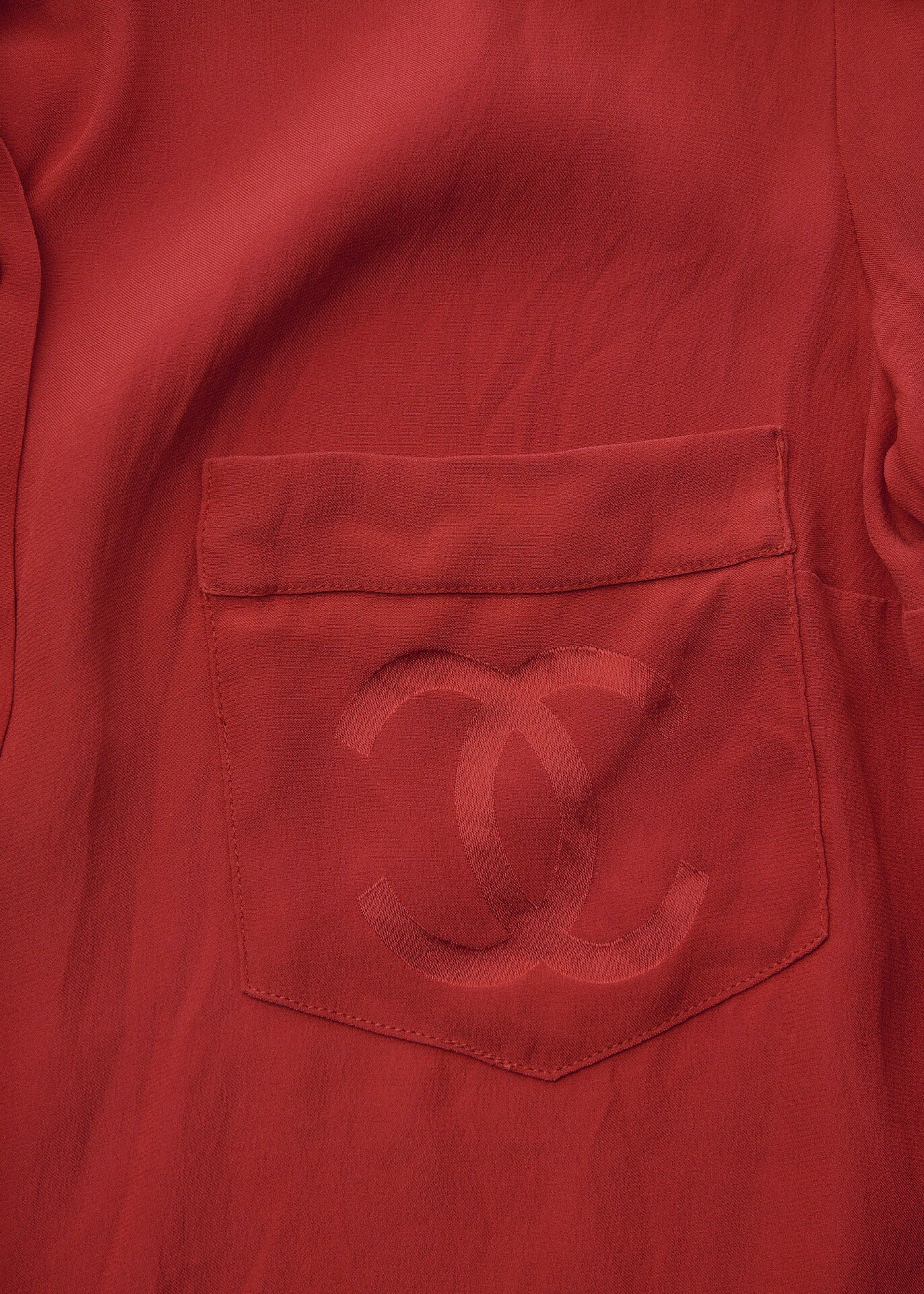 CHANEL Blouse Shirt Long Sleeve, Coco Mark, Red, Pre-Owned - Vintage La Charme