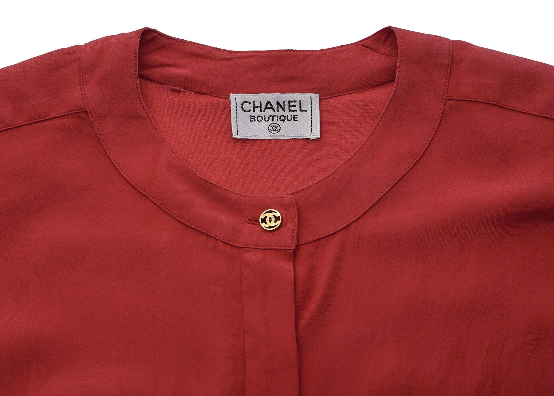CHANEL Blouse Shirt Long Sleeve, Coco Mark, Red, Pre-Owned - Vintage La Charme