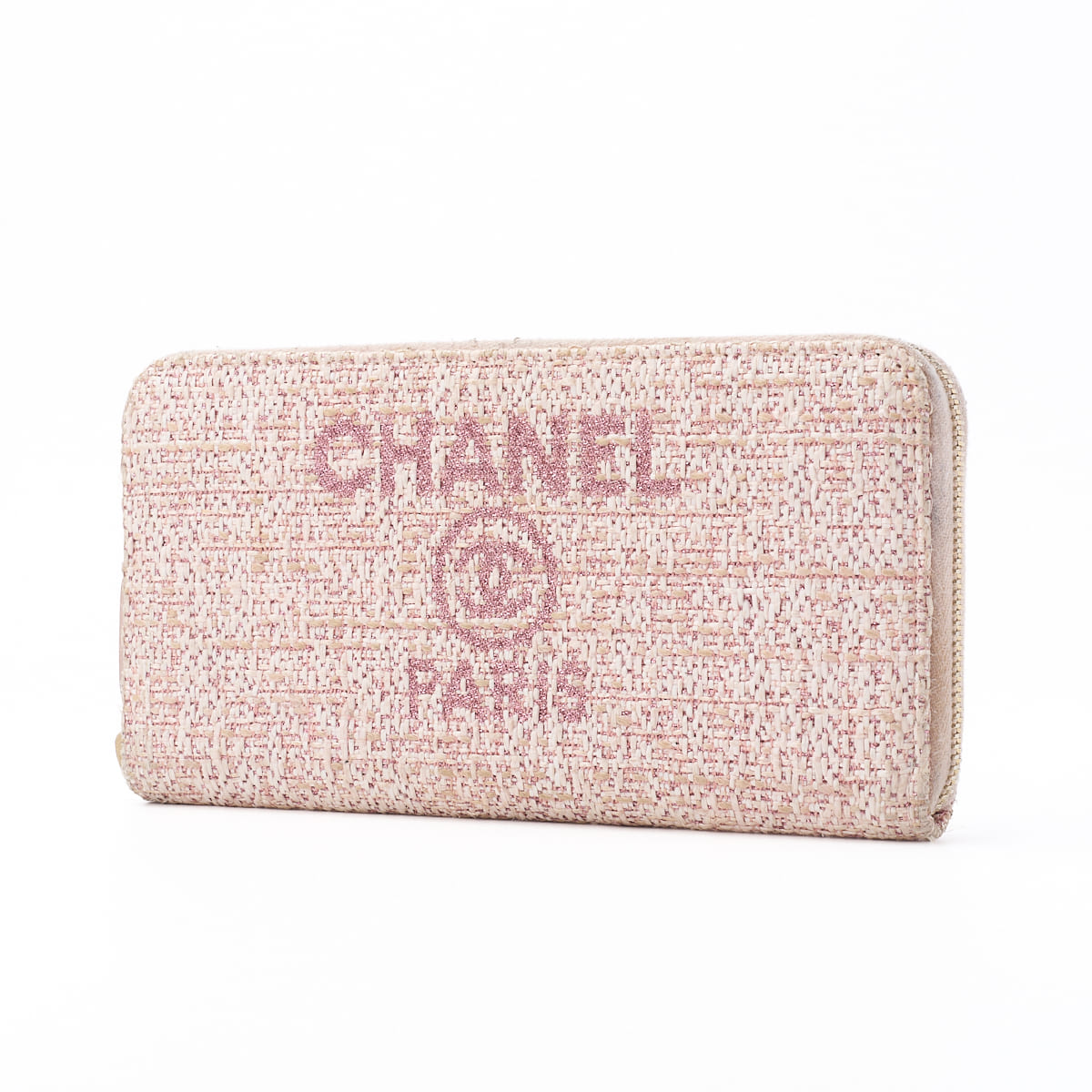 CHANEL Deauville Round Long Wallet Canvas Pink Gold-Tone Hardware Pre-Owned - Vintage La Charme