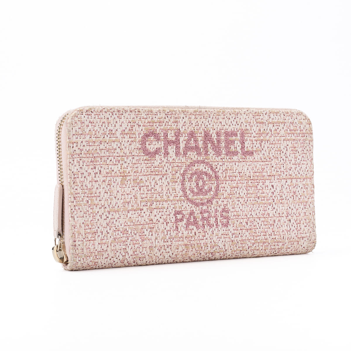 CHANEL Deauville Round Long Wallet Canvas Pink Gold-Tone Hardware Pre-Owned - Vintage La Charme