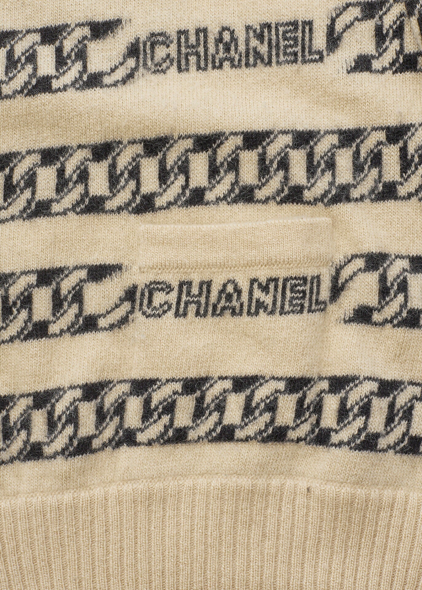 CHANEL Cardigan Knit Jacket, Coco Button, Cashmere, Beige, Gold-Tone Hardware, Pre-Owned - Vintage La Charme