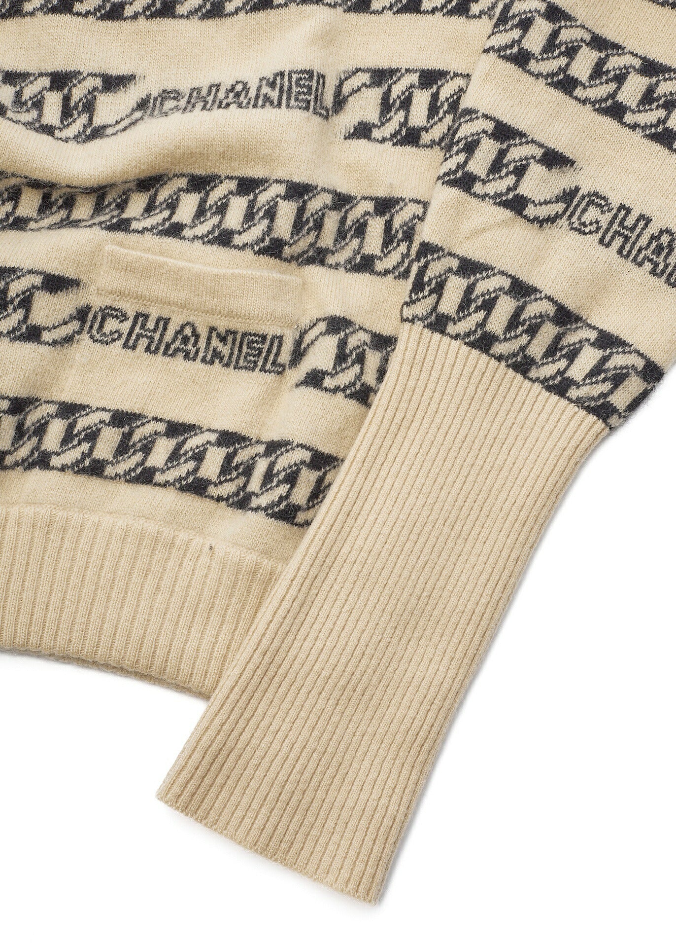 CHANEL Cardigan Knit Jacket, Coco Button, Cashmere, Beige, Gold-Tone Hardware, Pre-Owned - Vintage La Charme