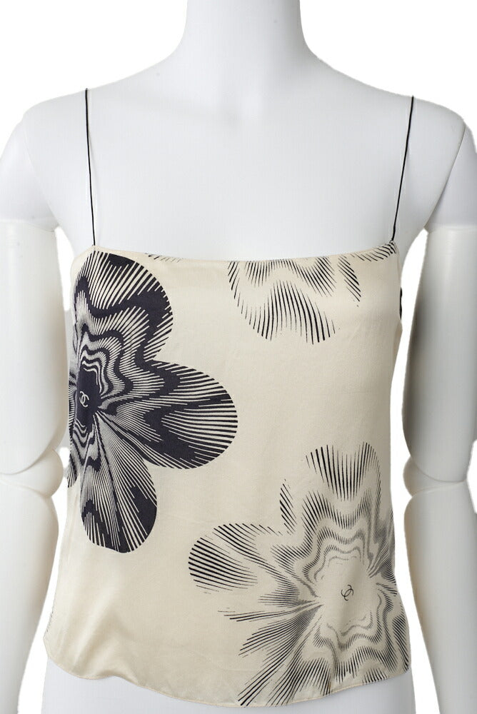 CHANEL Camisole Top, Coco Mark, Silk, Ivory, Gold-Tone Hardware, Pre-Owned - Vintage La Charme