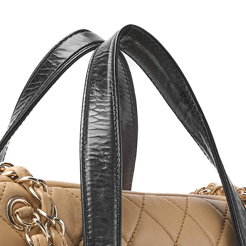 CHANEL Tote Bag Matelasse 2WAY Chain Shoulder Lambskin Black Gold-Tone Hardware Pre-Owned - Vintage La Charme