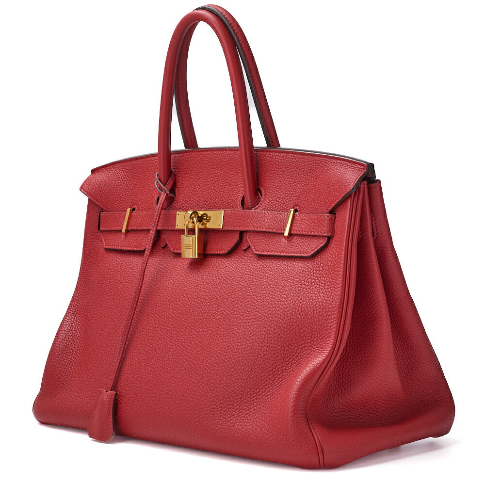 HERMES Birkin 35 Handbag Tryon Clemence Rouge Pivoine Gold-Tone Hardware Pre-Owned - Vintage La Charme