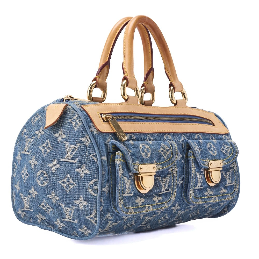 Louis Vuitton Shoulder Bag, Monogram Denim, Blue, Gold-Tone Hardware, Pre-Owned - Vintage La Charme