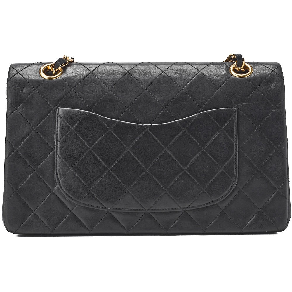 CHANEL Shoulder Bag Matelasse Double Flap Lambskin Black Gold-Tone Hardware Pre-Owned - Vintage La Charme
