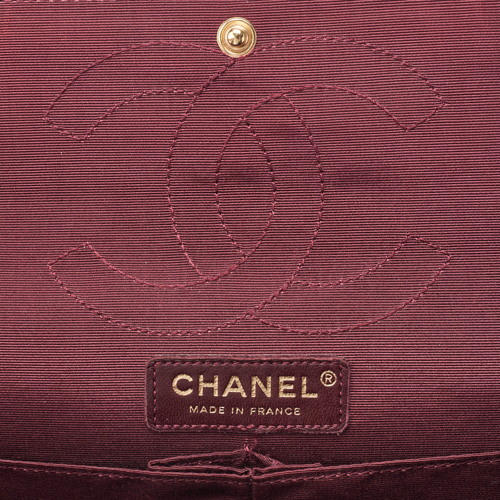 CHANEL Shoulder Bag Single Flap 2.55 Lock Satin Large Size Black Gold-Tone Hardware, Pre-Owned