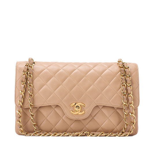 CHANEL Shoulder Bag Matelassé Double Flap 25cm Chain Shoulder Lambskin Black Gold-Tone Hardware, Pre-Owned