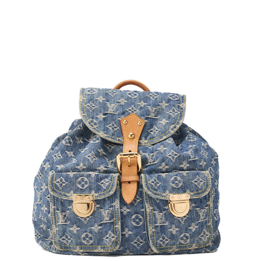 LOUIS VUITTON Louis Vuitton Monogram Denim Sackad PM M95057 Backpack Blue Gold-Tone Hardware, Pre-Owned