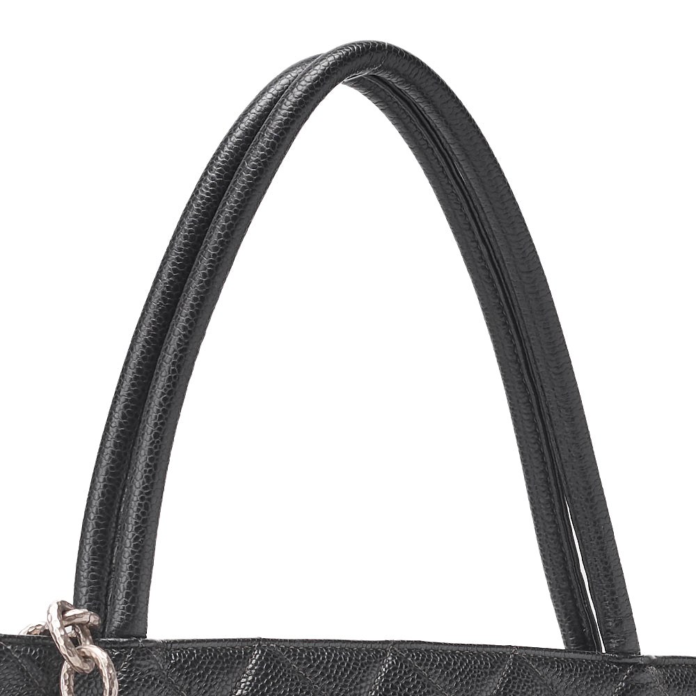 CHANEL Matelasse Reprint Tote Caviar Skin Black Silver-Tone Hardware, Pre-Owned