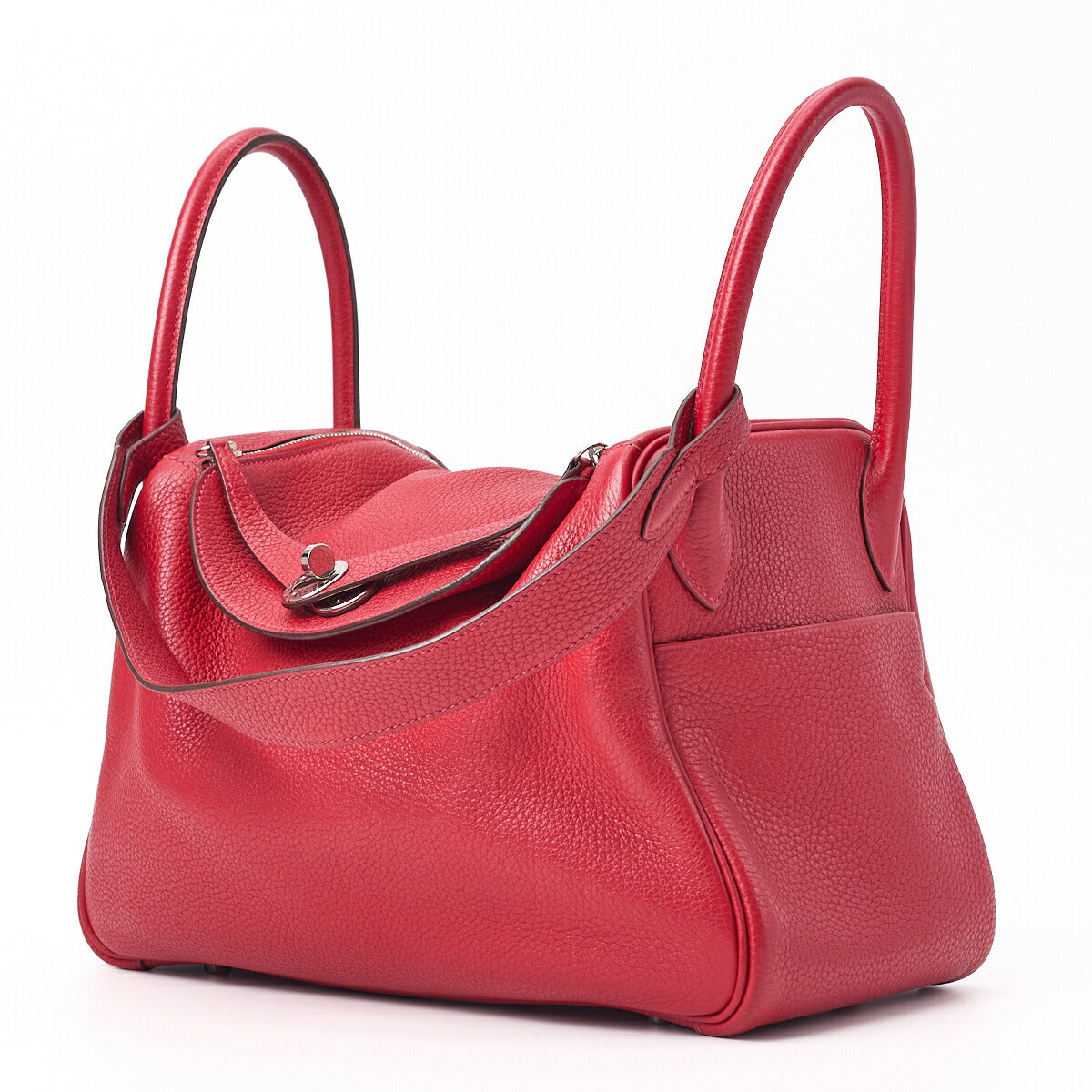 HERMES Lindy 30 2WAY Shoulder Bag Tryon Clemence Rouge Casaque Silver-Tone Hardware Pre-Owned - Vintage La Charme