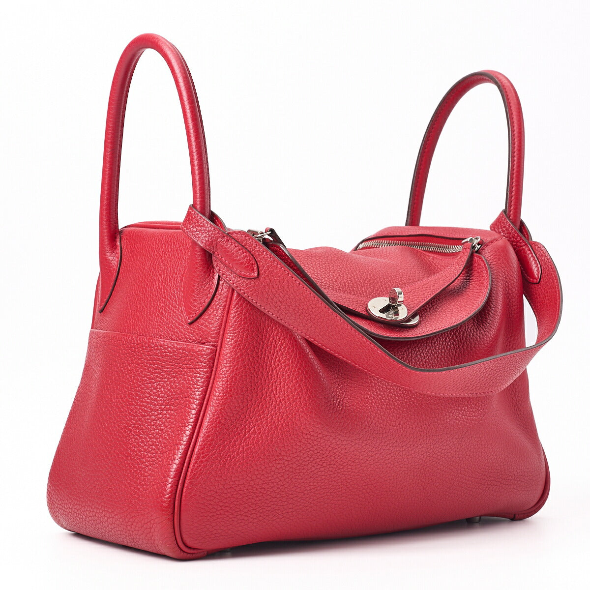 HERMES Lindy 30 2WAY Shoulder Bag Tryon Clemence Rouge Casaque Silver-Tone Hardware Pre-Owned - Vintage La Charme
