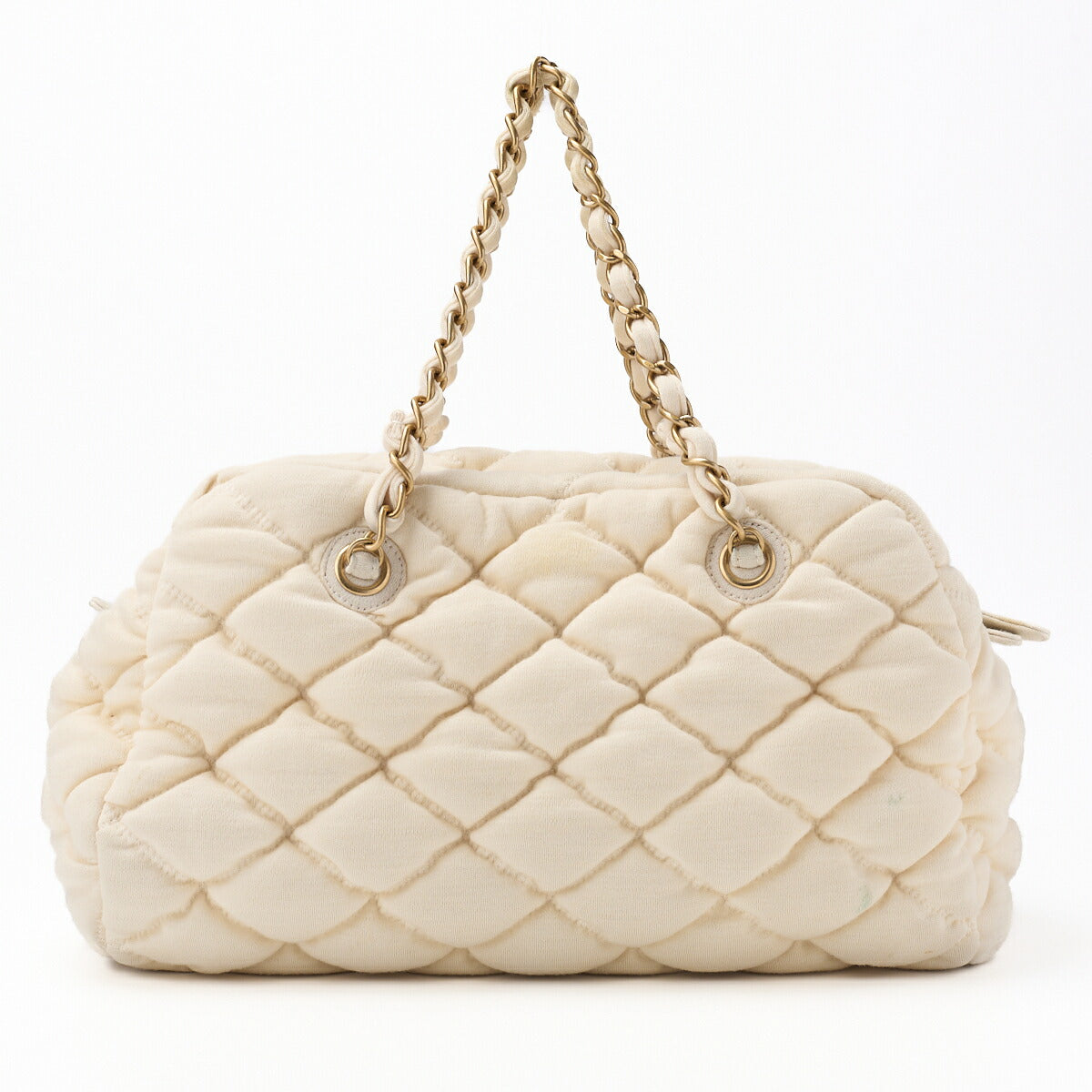 CHANEL Shoulder Tote Bag Matelasse Bubble Quilt Cotton Ivory Gold-Tone Hardware Pre-Owned - Vintage La Charme
