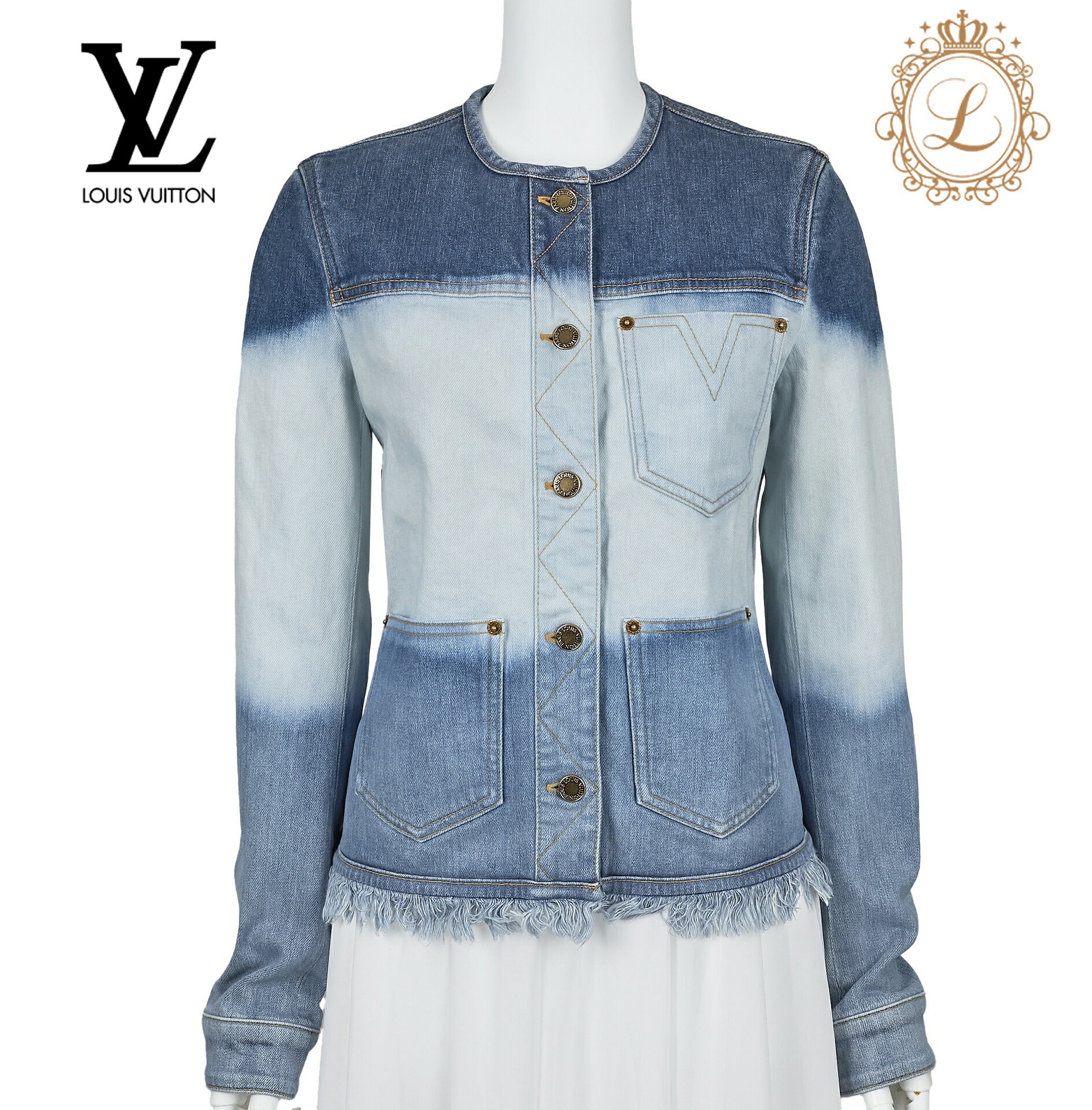 Louis Vuitton Denim Jacket, Gradient, Cotton, Blue, Silver-Tone Hardware, Pre-Owned - Vintage La Charme