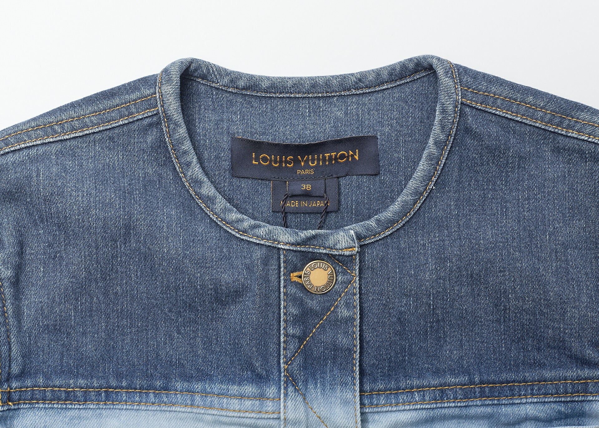 Louis Vuitton Denim Jacket, Gradient, Cotton, Blue, Silver-Tone Hardware, Pre-Owned - Vintage La Charme