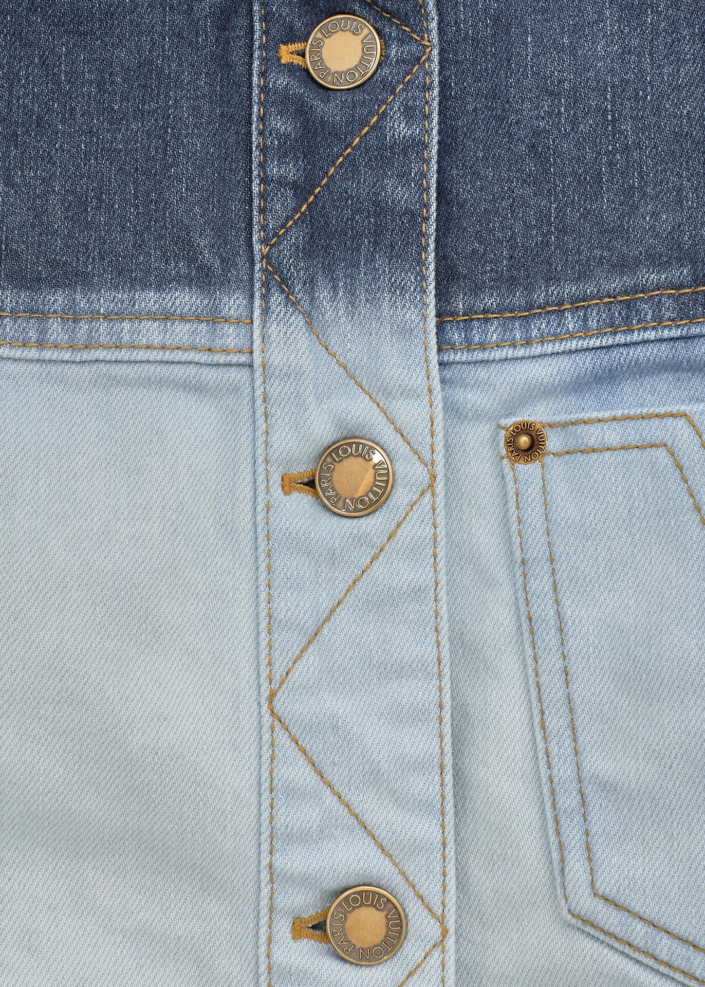 Louis Vuitton Denim Jacket, Gradient, Cotton, Blue, Silver-Tone Hardware, Pre-Owned - Vintage La Charme