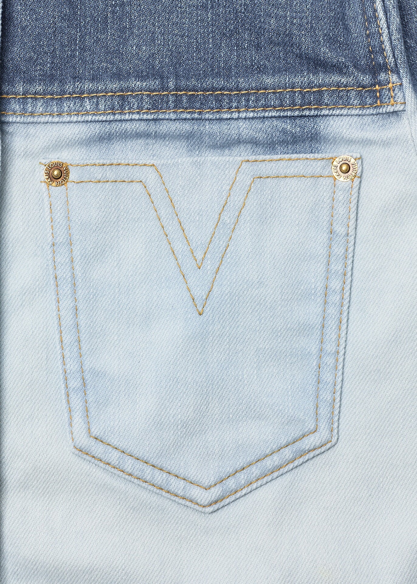 Louis Vuitton Denim Jacket, Gradient, Cotton, Blue, Silver-Tone Hardware, Pre-Owned - Vintage La Charme