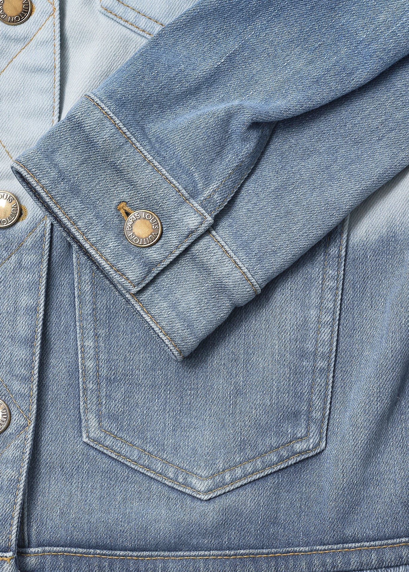 Louis Vuitton Denim Jacket, Gradient, Cotton, Blue, Silver-Tone Hardware, Pre-Owned - Vintage La Charme