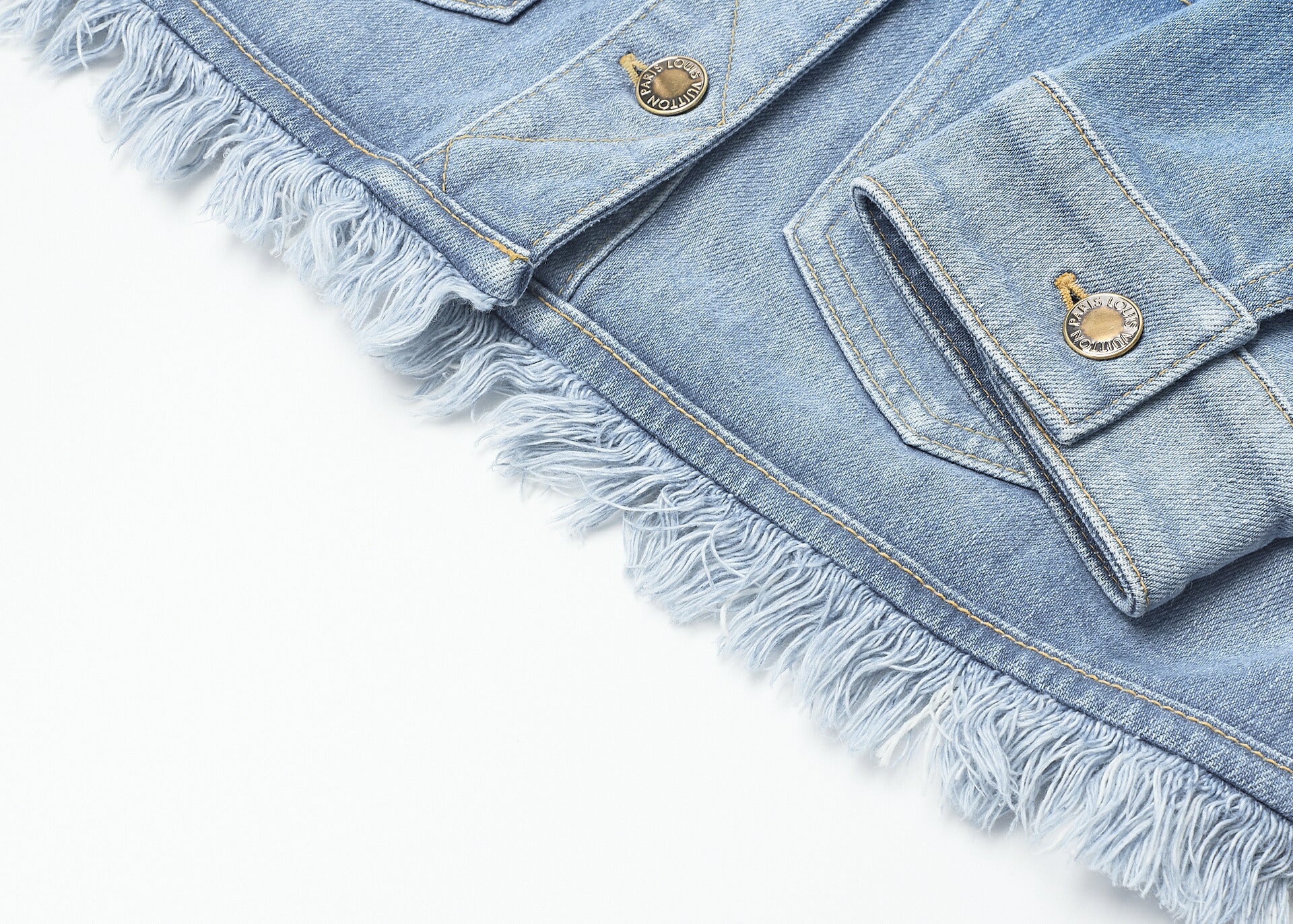 Louis Vuitton Denim Jacket, Gradient, Cotton, Blue, Silver-Tone Hardware, Pre-Owned - Vintage La Charme