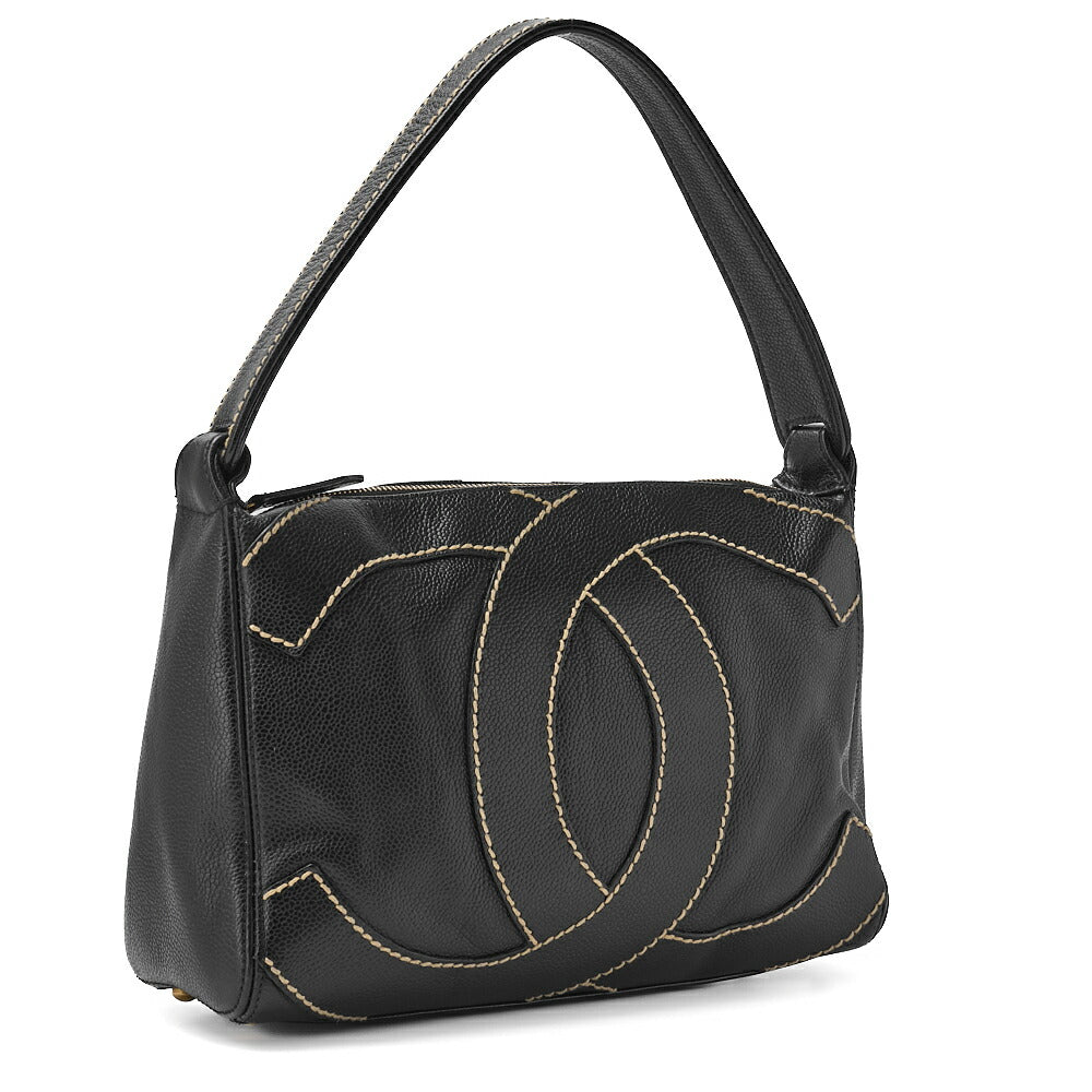 CHANEL Shoulder Bag, Coco Mark One, Caviar Skin, Black, Gold-Tone Hardware, Pre-Owned - Vintage La Charme
