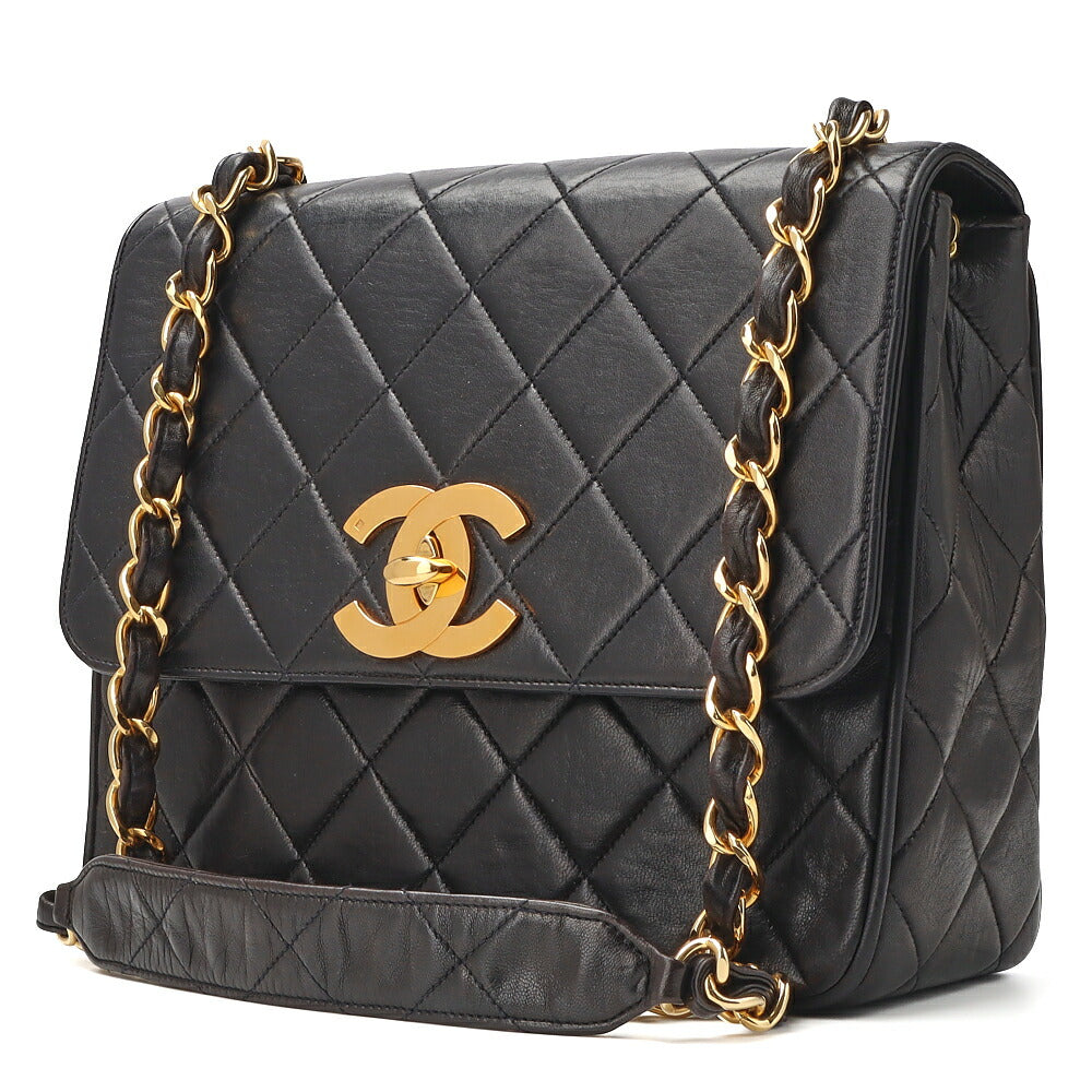 CHANEL Shoulder Bag, Matelasse, Chain Shoulder, Lambskin, Black, Gold-Tone Hardware, Pre-Owned - Vintage La Charme