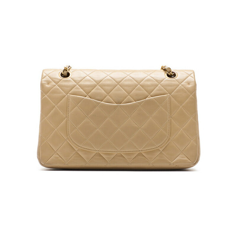 CHANEL Shoulder Bag Matelasse Double Flap Chain Shoulder Lambskin Beige Gold-Tone Hardware Pre-Owned - Vintage La Charme