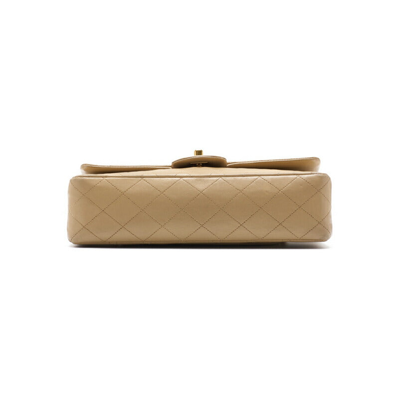 CHANEL Shoulder Bag Matelasse Double Flap Chain Shoulder Lambskin Beige Gold-Tone Hardware Pre-Owned - Vintage La Charme