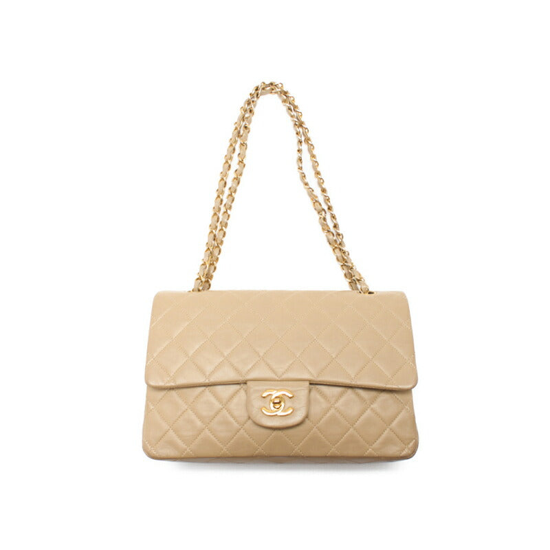 CHANEL Shoulder Bag Matelasse Double Flap Chain Shoulder Lambskin Beige Gold-Tone Hardware Pre-Owned - Vintage La Charme