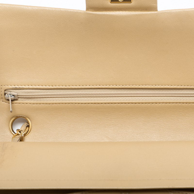 CHANEL Shoulder Bag Matelasse Double Flap Chain Shoulder Lambskin Beige Gold-Tone Hardware Pre-Owned - Vintage La Charme