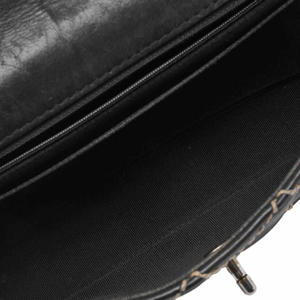 CHANEL Shoulder Bag, Matelasse Wild Stitch Turn Lock, Calfskin, Black, Silver-Tone Hardware, Pre-Owned - Vintage La Charme