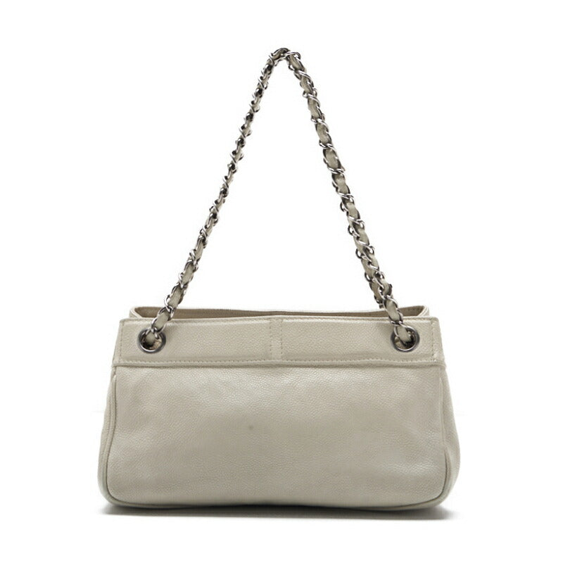 CHANEL Shoulder Bag, Coco Mark, Chain Shoulder, Caviar Skin, White, Silver-Tone Hardware, Pre-Owned - Vintage La Charme